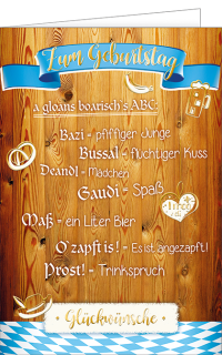 Geburtstagskarte ABC bayrisch