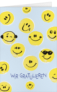 Gl&uuml;ckwunschkarte mit Smiley
