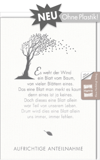 Trauerkarte Baum & Spruch