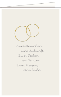 Hochzeitskarte Goldringe mit Text